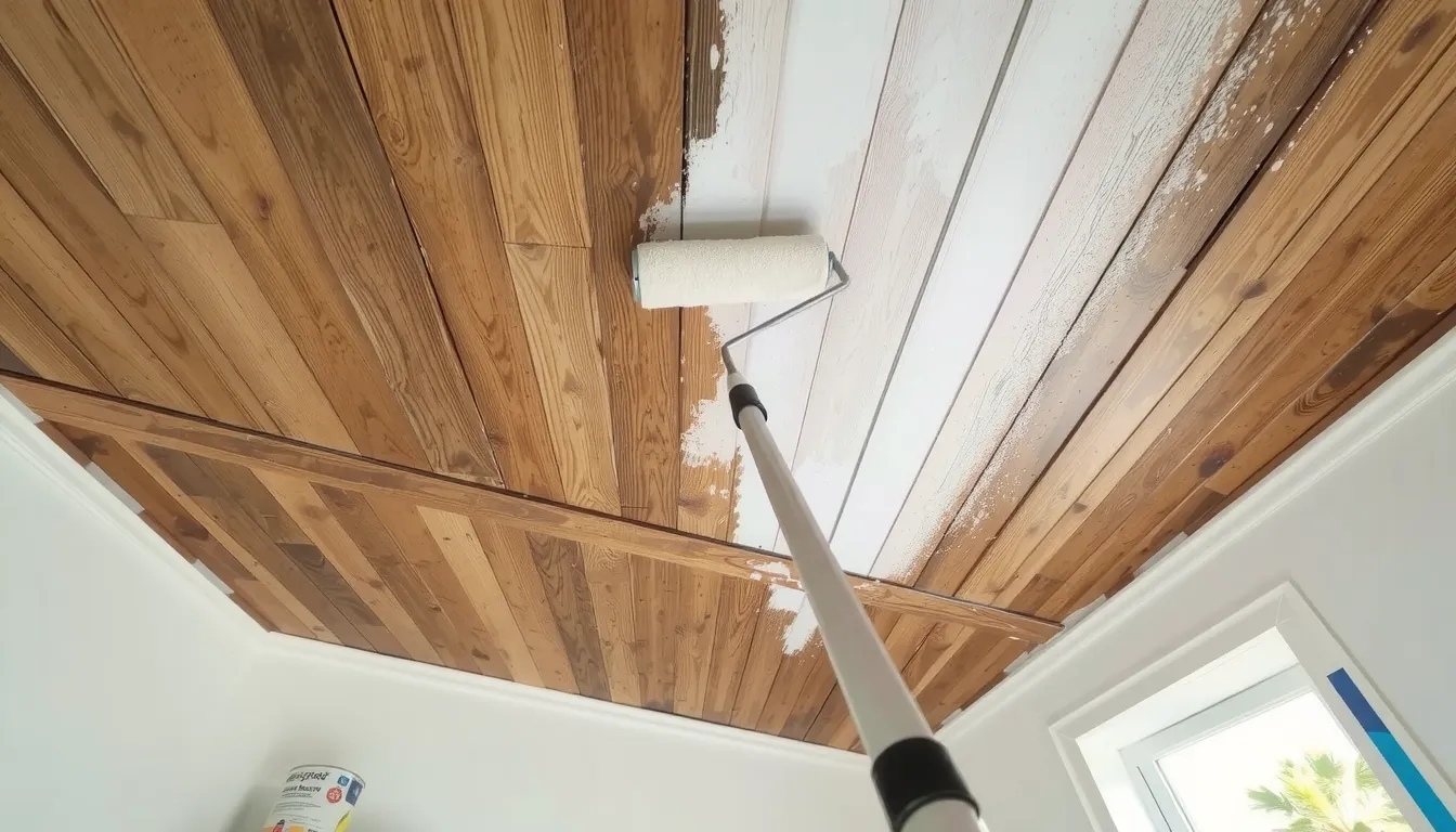 peindre des lambris au plafond